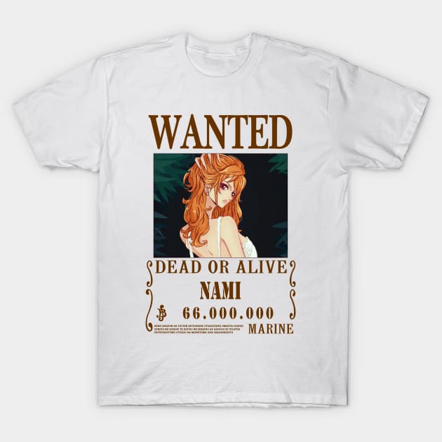 Nami One Piece Wanted T-Shirt by Teedream